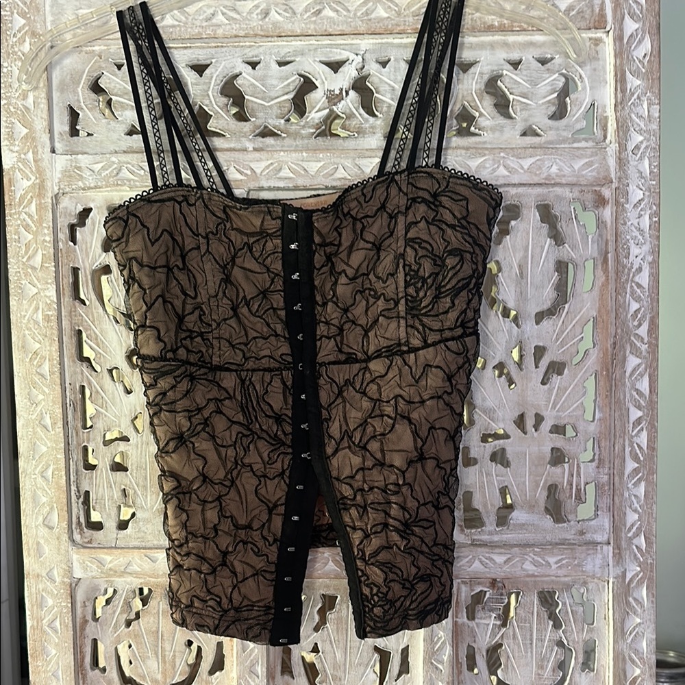 Forever 21 Black and Tan Lace Corset